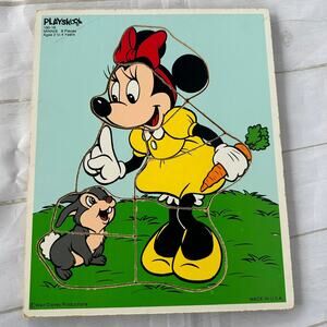 Vintage Playskool Minnie 8 Piece Wood Board Puzzle 190-16